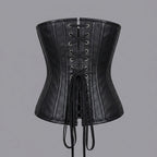 Red & Black Buckle Leather Corset