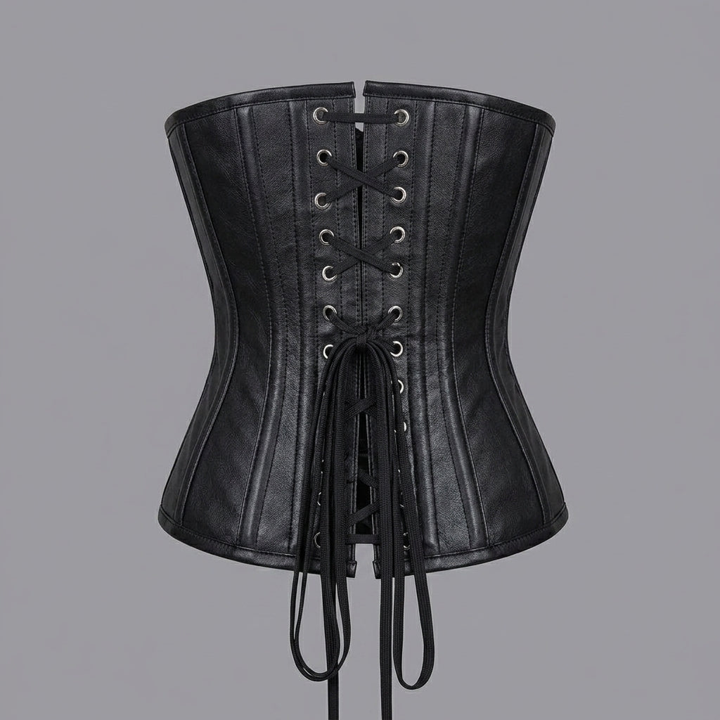 Red & Black Buckle Leather Corset
