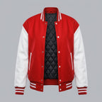 Women's Red & White Leather Varsity Jacket