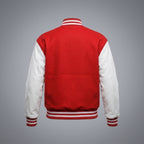 Women's Red & White Leather Varsity Jacket