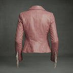 Women's Rose Pink Distressed Military Leather Blazer
