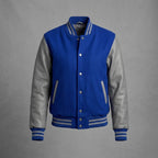 Women's Royal Blue & Grey Leather Varsity Jacket