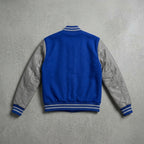 Women's Royal Blue & Grey Leather Varsity Jacket