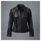 Women's Shadow Fringe Studded Leather Jacket