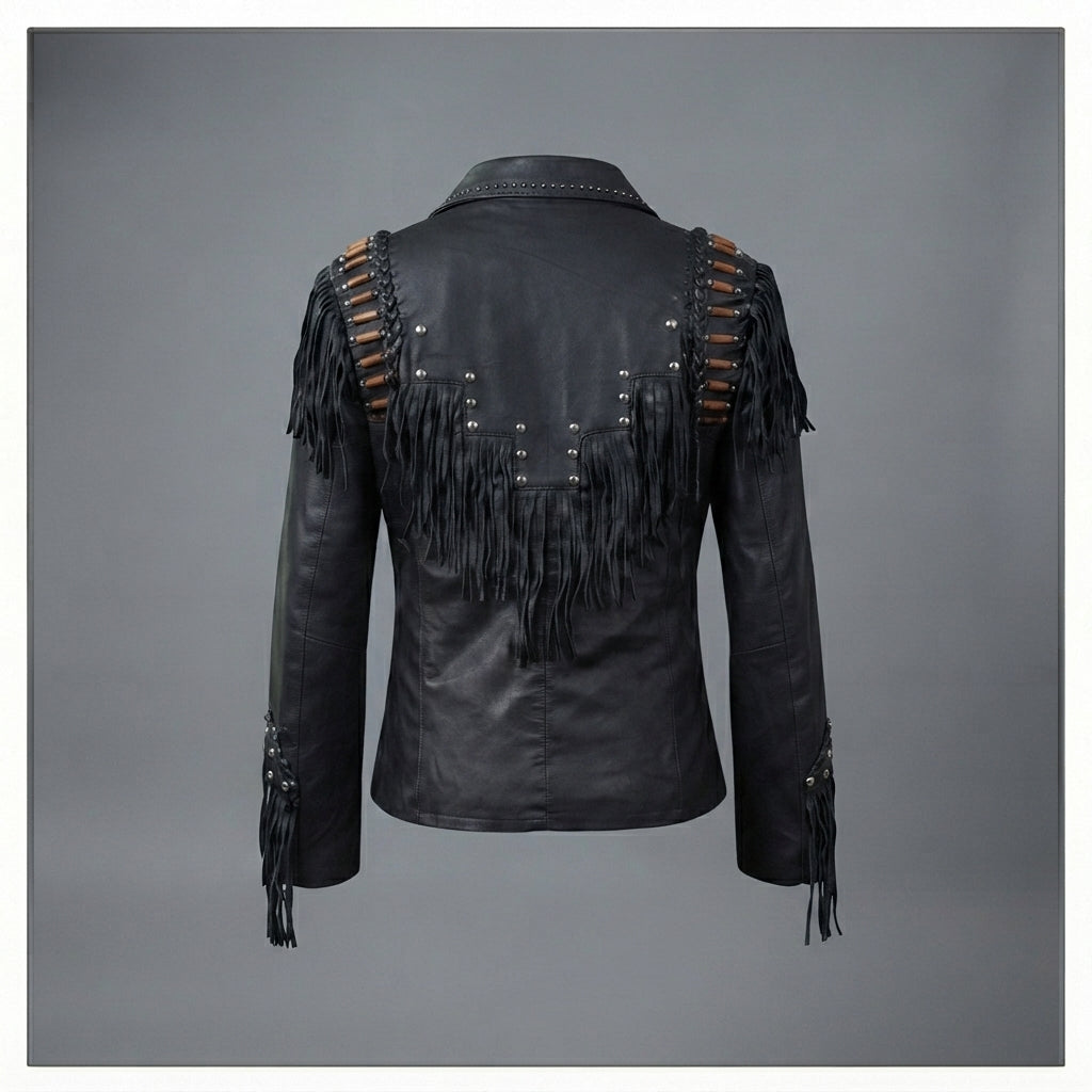 Women's Shadow Fringe Studded Leather Jacket