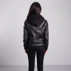 Women's Hooded Moto Leather Jacket