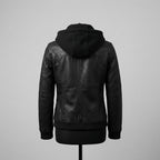 Women's Hooded Moto Leather Jacket