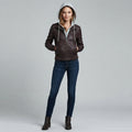 Women's Hooded Leather Bomber Jacket