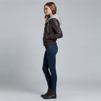 Women's Hooded Leather Bomber Jacket