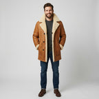 Men's Brown Classic Sheepskin Leather Coat