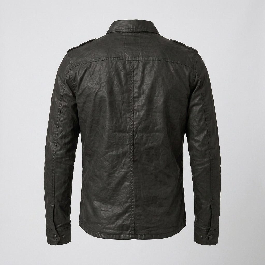 Men's Black Leather Shirt Genuine Lambskin Button-Down Shirt