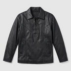 Men's Leather Western Shirt Genuine Snap Button Leather Shirt