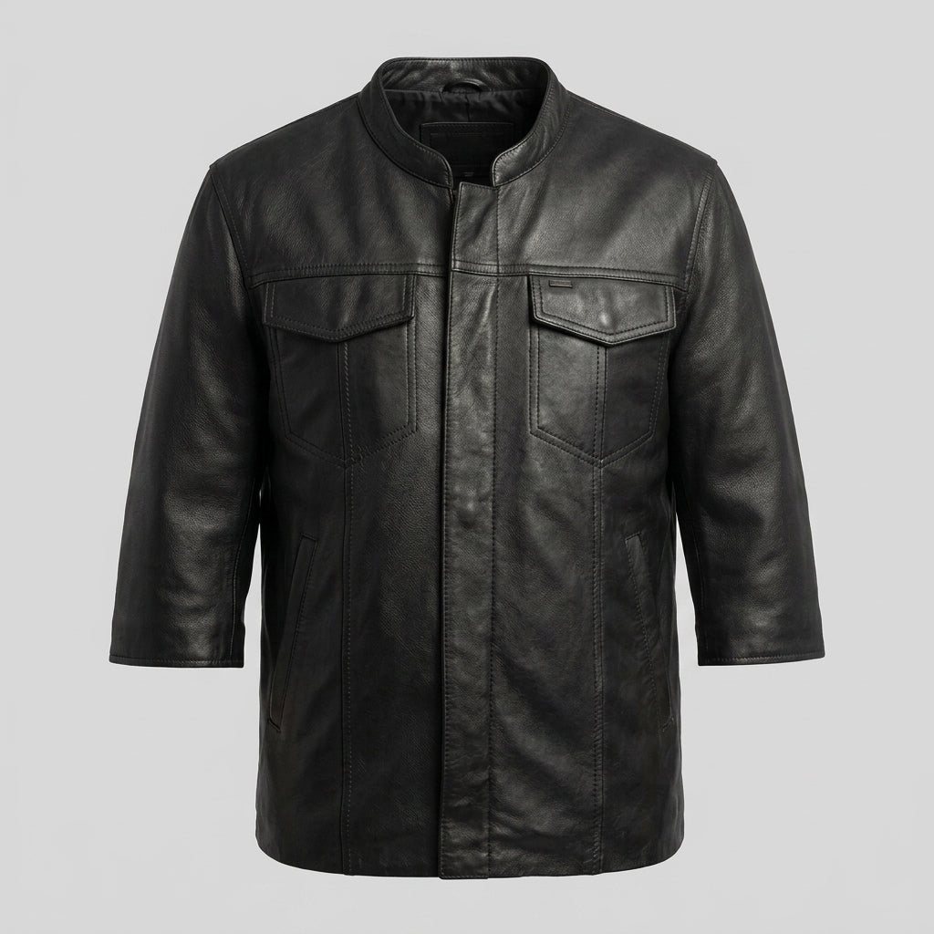 Men's Classic Leather Shirt Premium Long Sleeve Leather Shirt