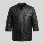 Men's Classic Leather Shirt Premium Long Sleeve Leather Shirt