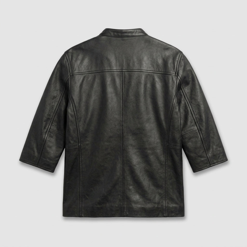 Men's Classic Leather Shirt Premium Long Sleeve Leather Shirt
