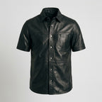 Men's Vintage Leather Shirt Distressed Genuine Leather Shirt