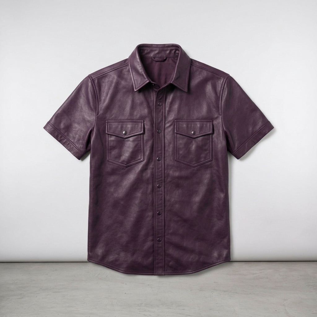 Men's Leather Shacket Premium Casual Leather Shirt Jacket