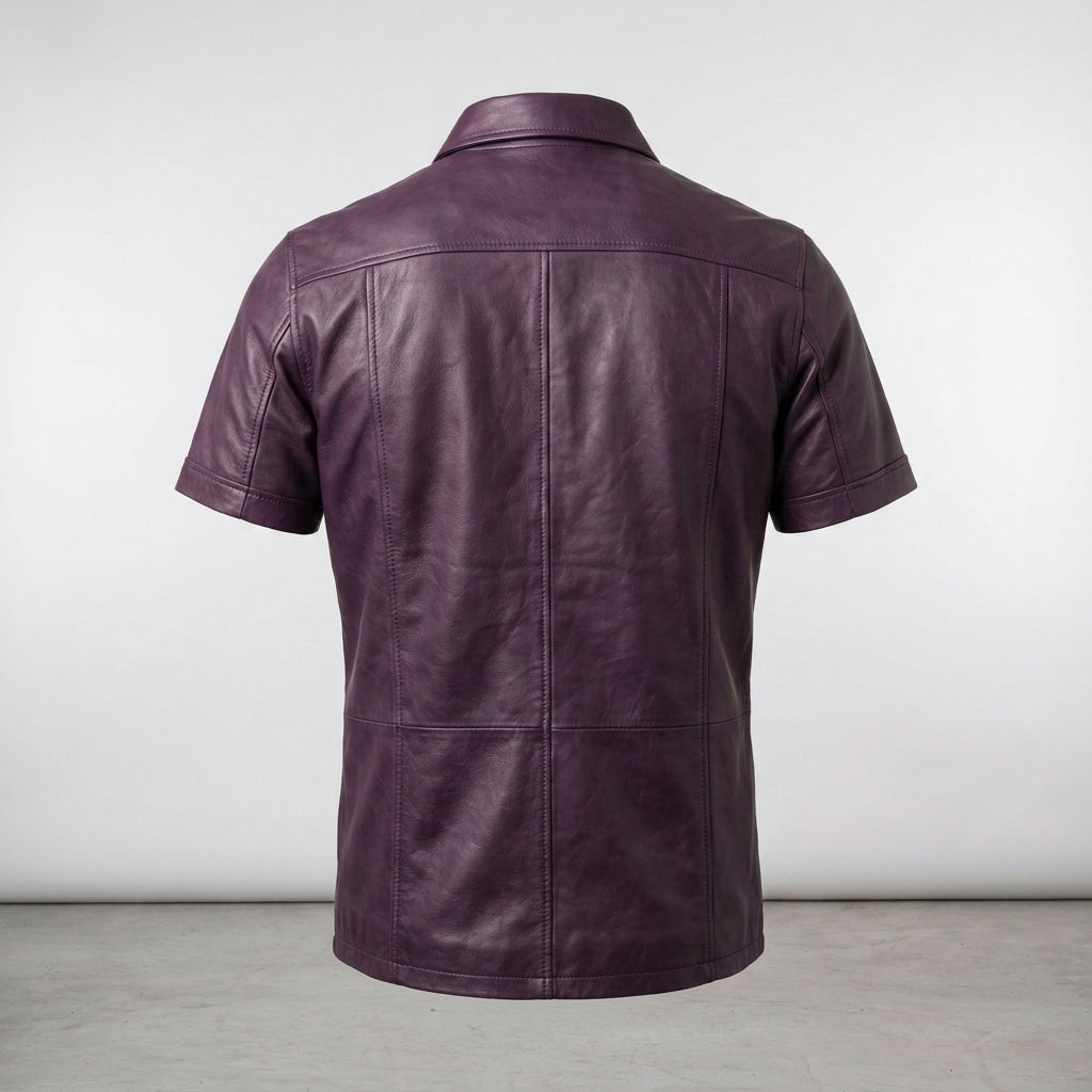 Men's Leather Shacket Premium Casual Leather Shirt Jacket