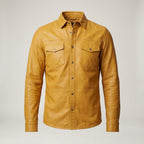Men's Designer Leather Shirt Genuine Lambskin Luxury Overshirt
