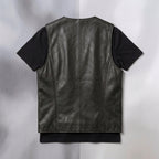 Men's Genuine Leather Vest Classic Motorcycle Biker Vest