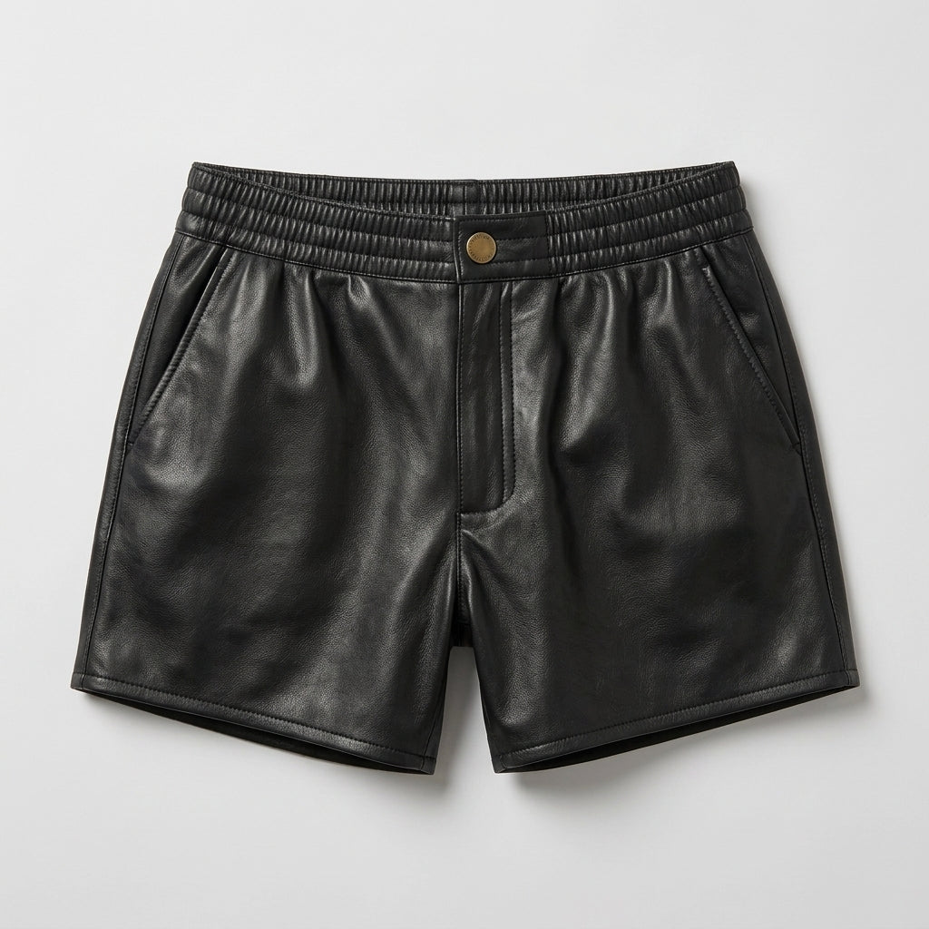 Men's Genuine Leather Shorts Premium Biker Motorcycle Shorts