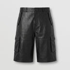 Men's Black Leather Shorts Genuine Lambskin Casual Shorts