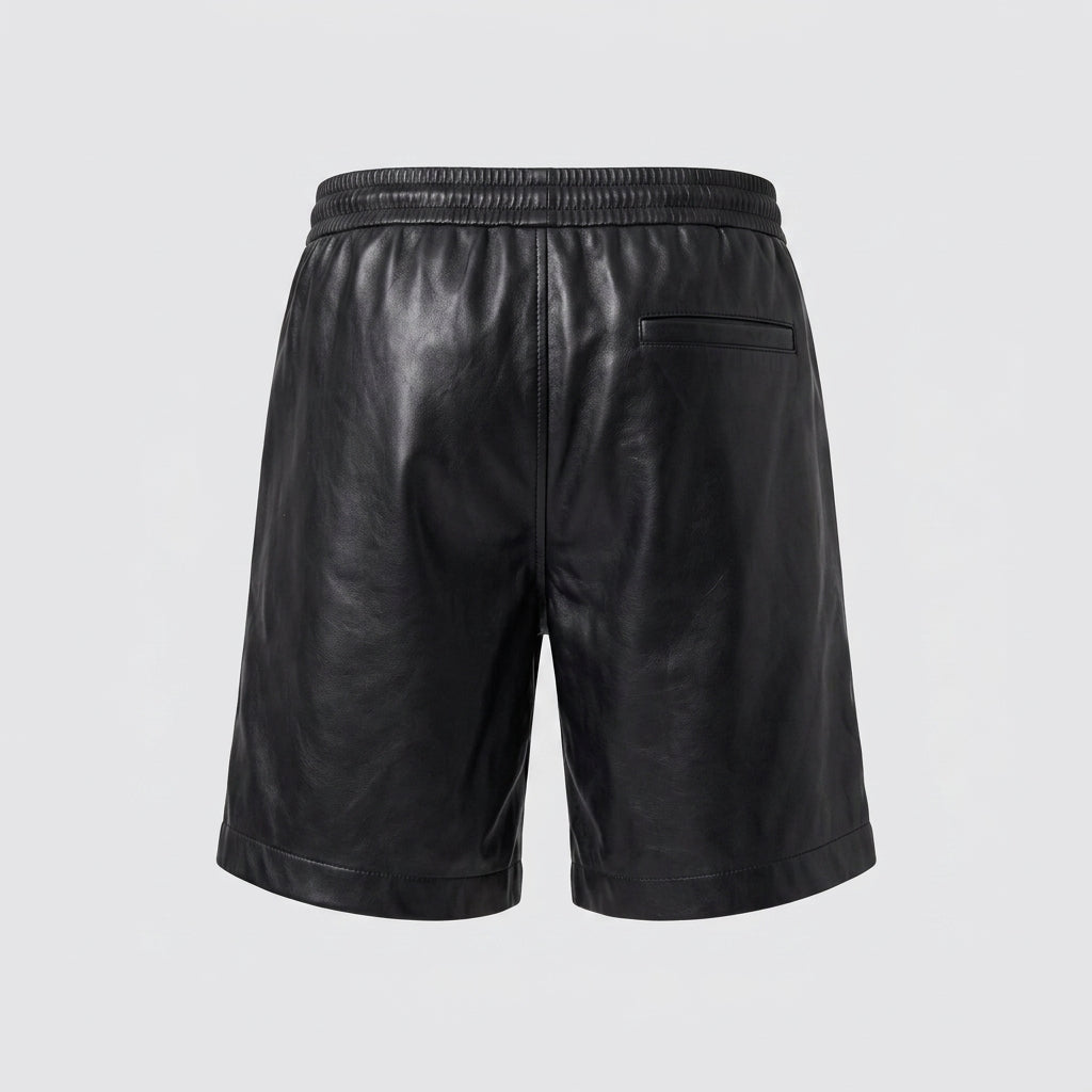 Men's Leather Biker Shorts Classic Motorcycle Riding Shorts