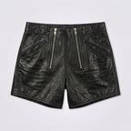 Men's Leather Cargo Shorts Genuine Utility Leather Shorts