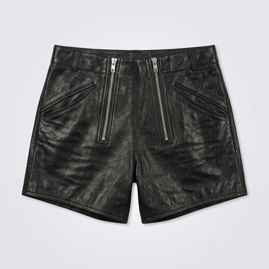 Men's Leather Cargo Shorts Genuine Utility Leather Shorts