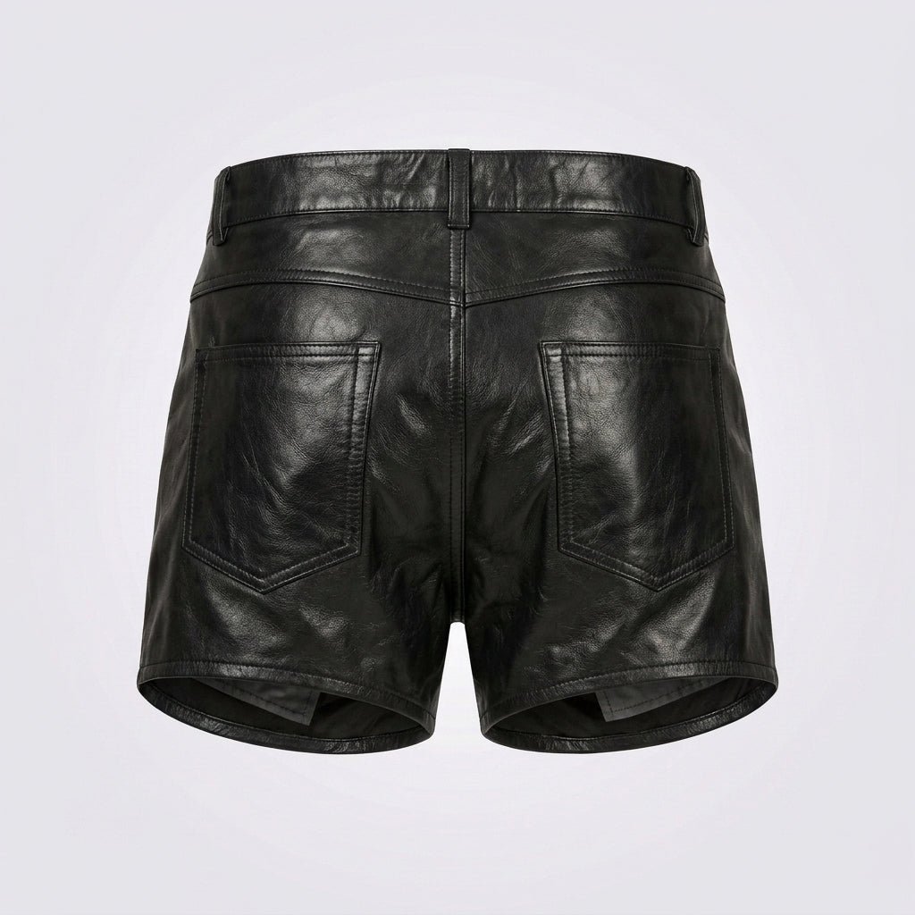 Men's Leather Cargo Shorts Genuine Utility Leather Shorts