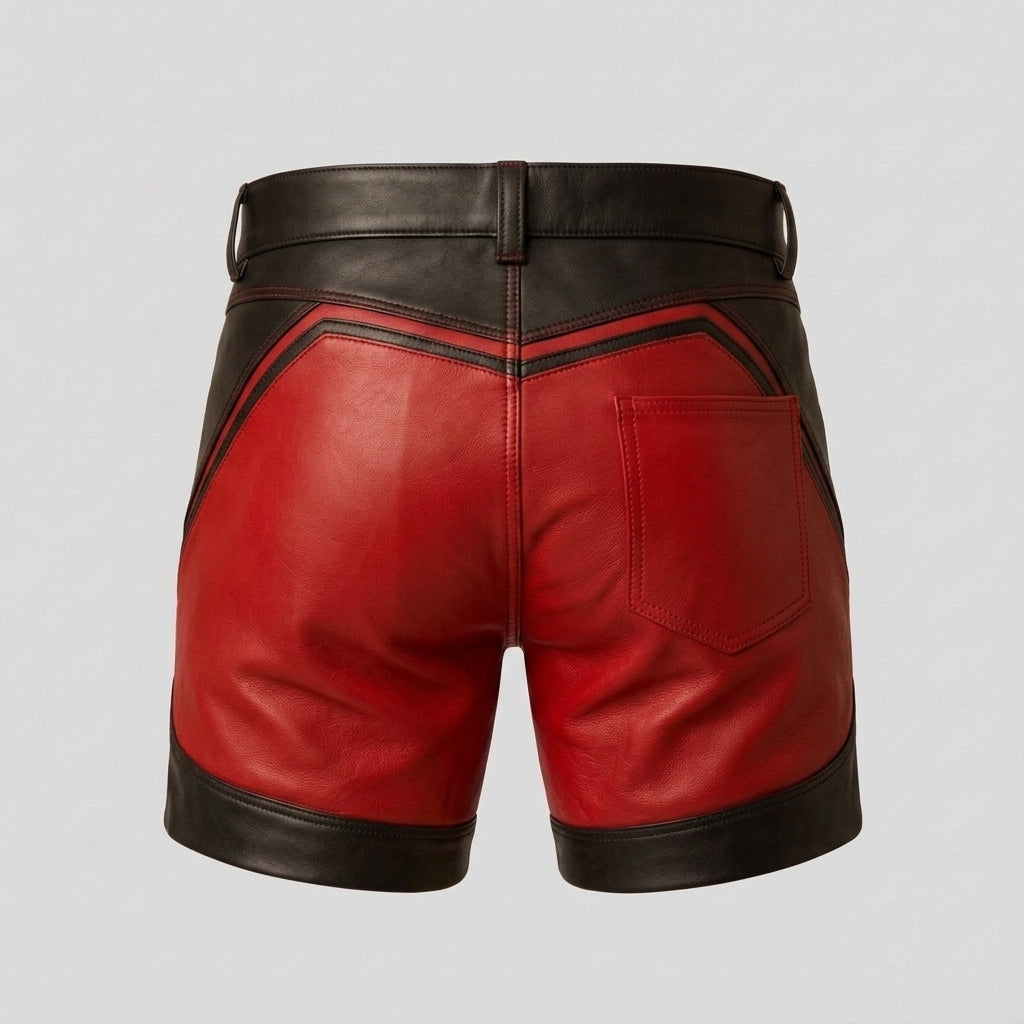 Men's Vintage Leather Shorts Distressed Biker Style Shorts