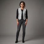 Women's Grey Leather Western Vest