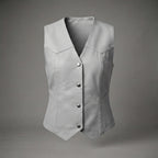 Women's Grey Leather Western Vest