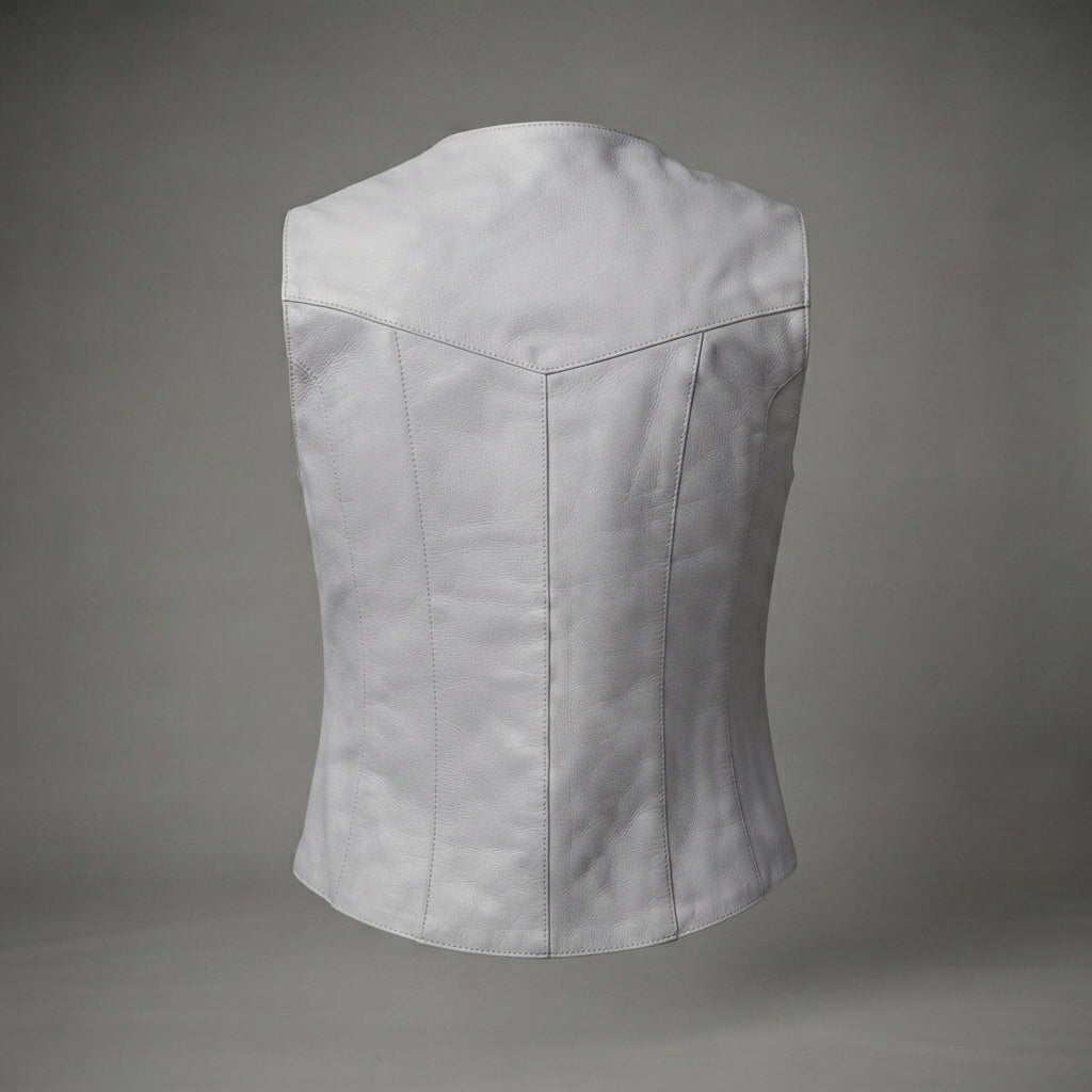 Women's Grey Leather Western Vest