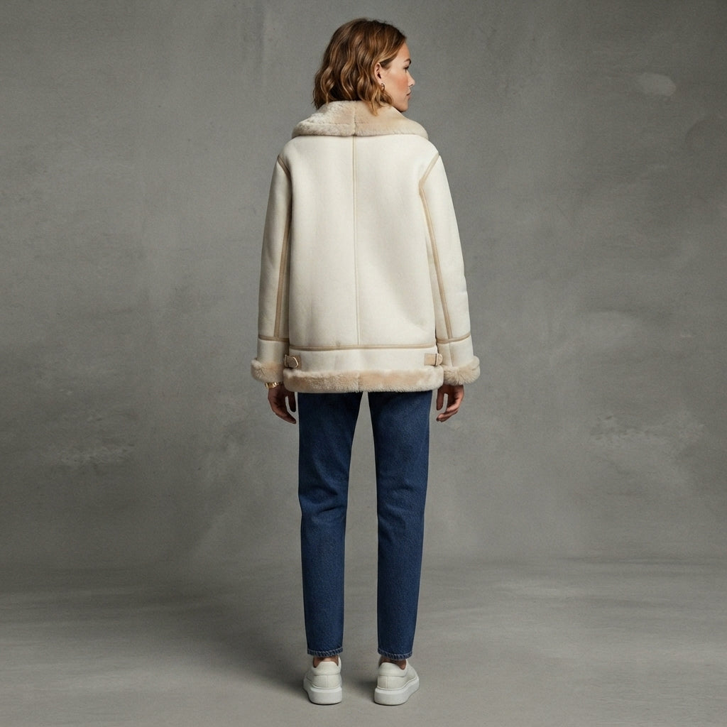 Women's Snow Drift Shearling Biker Coat