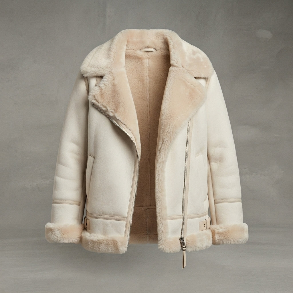 Women's Snow Drift Shearling Biker Coat