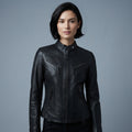 Black Multi-Zip Women's Leather Jacket