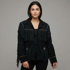 Black Suede Western Studded Jacket