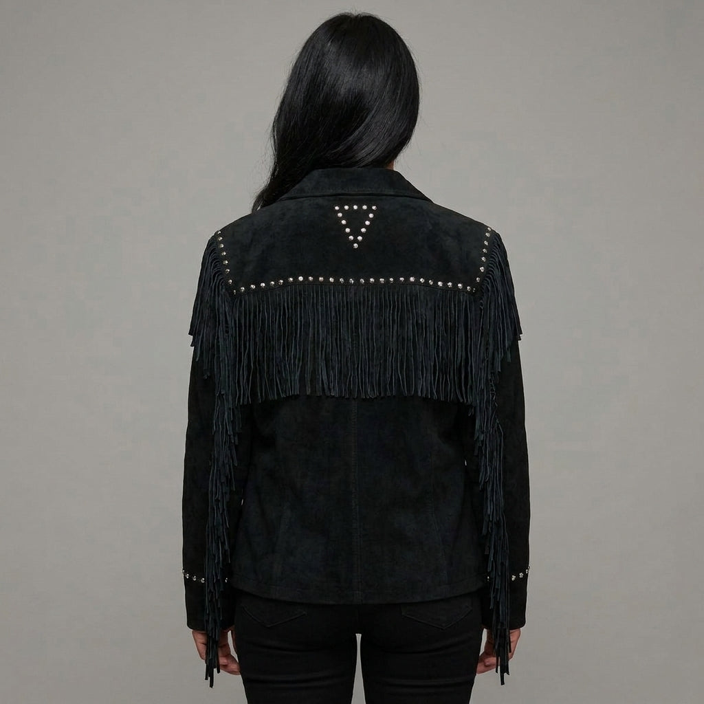Black Suede Western Studded Jacket