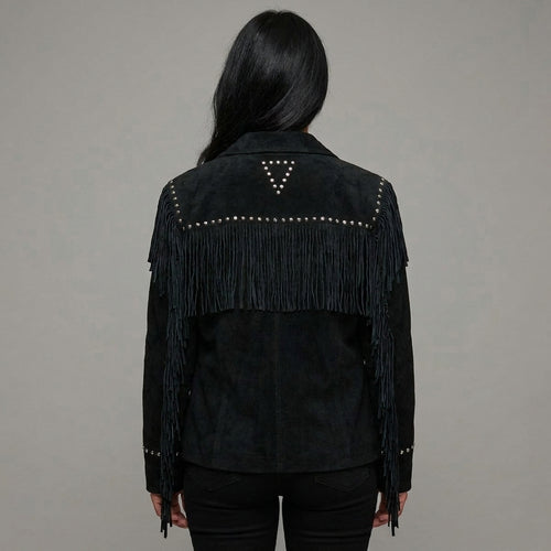 Black Suede Western Studded Jacket