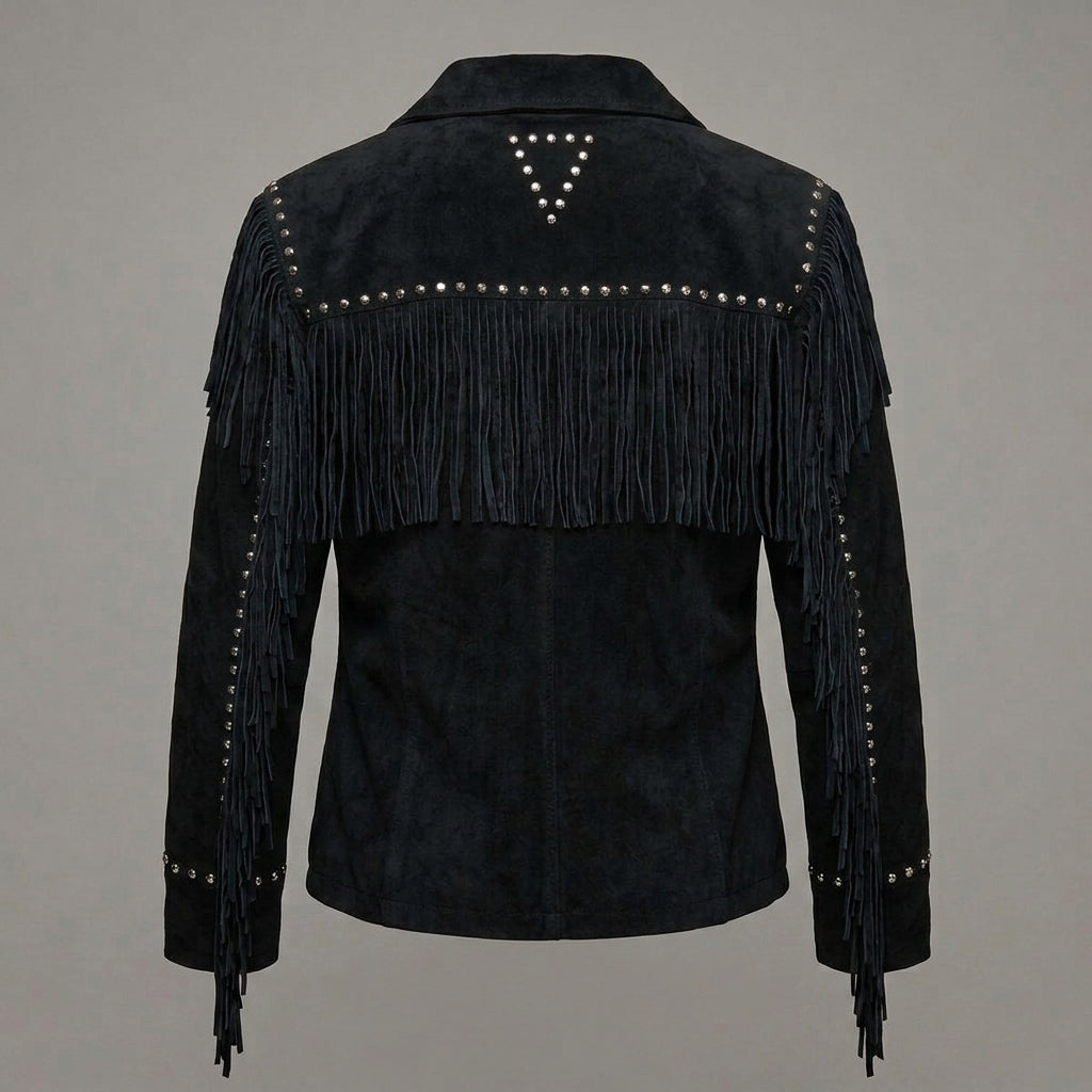 Black Suede Western Studded Jacket