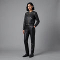 Women's Studded Quilted Leather Bomber Jacket