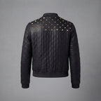 Women's Studded Quilted Leather Bomber Jacket