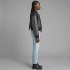 Studded Leather Bomber Jacket