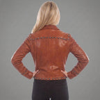 Studded Tan Leather Jacket