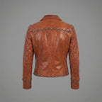 Studded Tan Leather Jacket