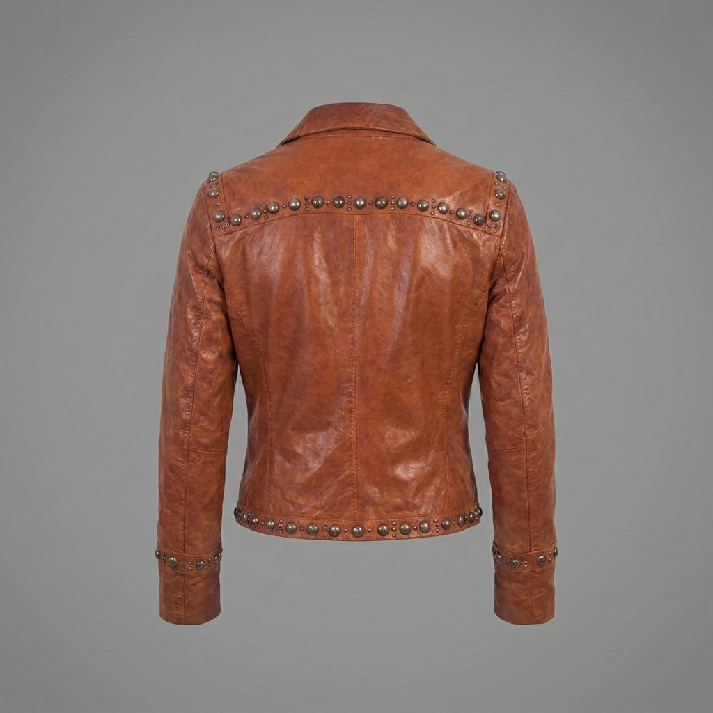 Studded Tan Leather Jacket