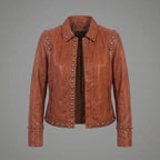 Studded Tan Leather Jacket