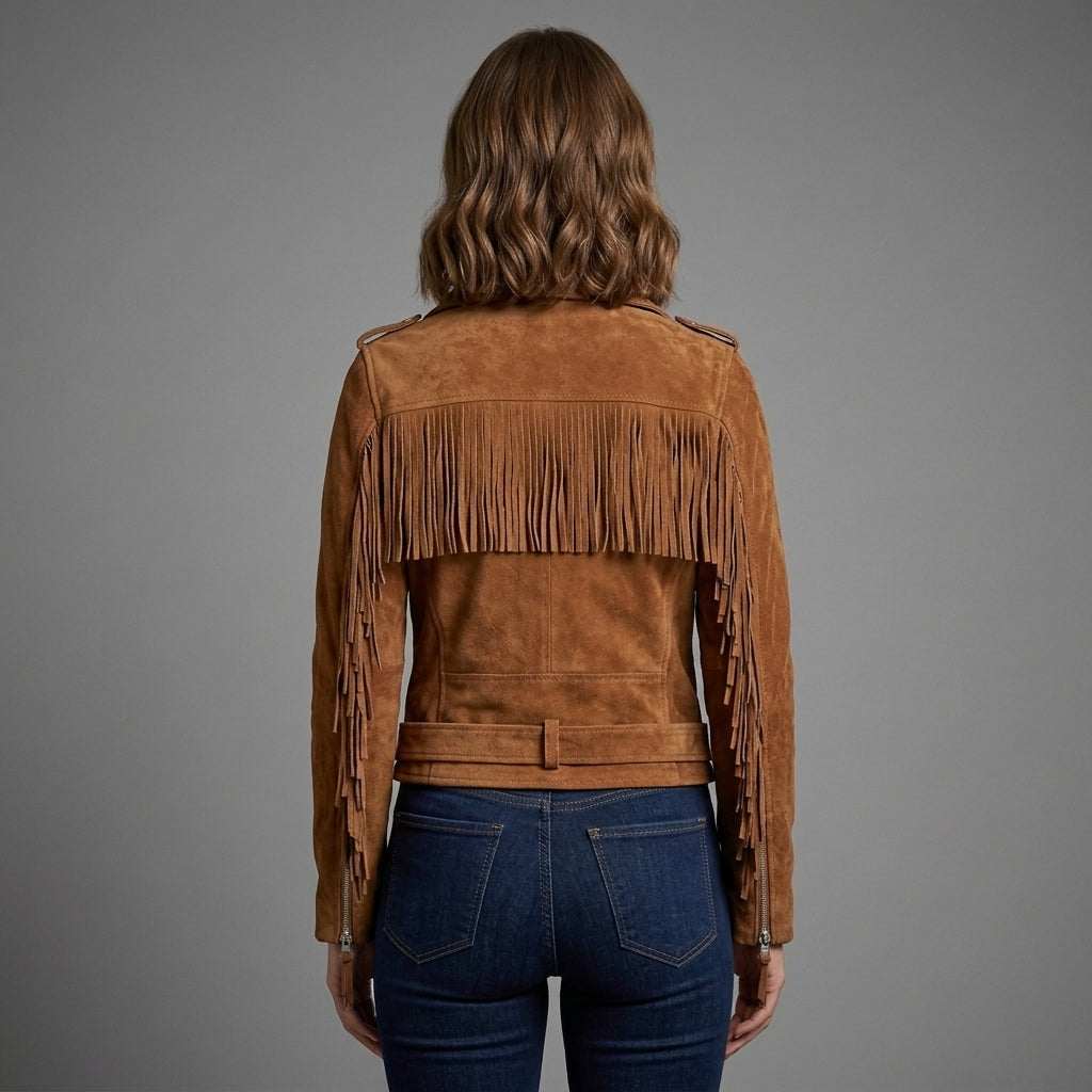 Women's Suede Belted Moto Jacket