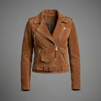Women's Suede Belted Moto Jacket
